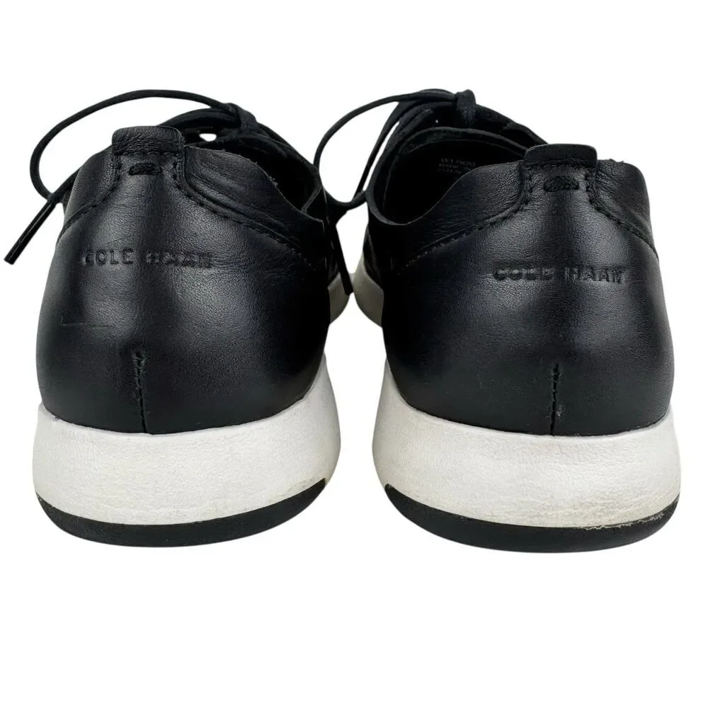 Cole Haan Women Leather Laser Cut Grand Pro Tennis Shoes 9B Black Preppy Comfort